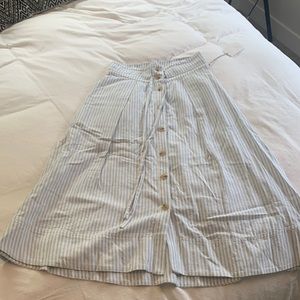 A-line striped midi skirt